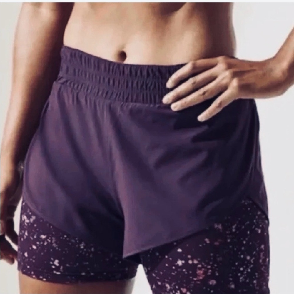 Athleta Womens Hit It 2-In-1 Shorts Purple & Pink XXS